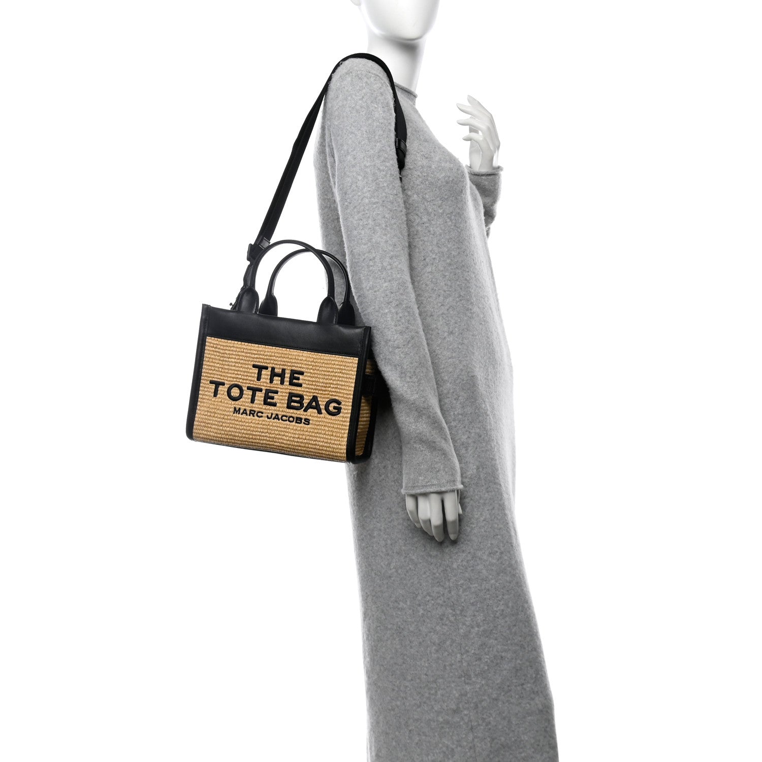 Marc Jacobs Calfskin Woven Straw Small The Tote Bag Natural 2 of 10