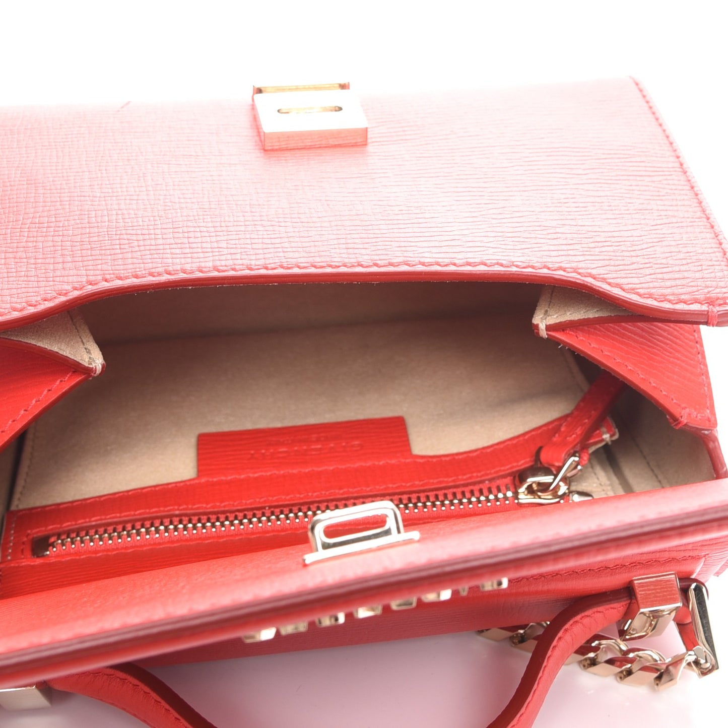 Textured Calfskin Mini Pandora Box Chain Crossbody Bag Medium Red
