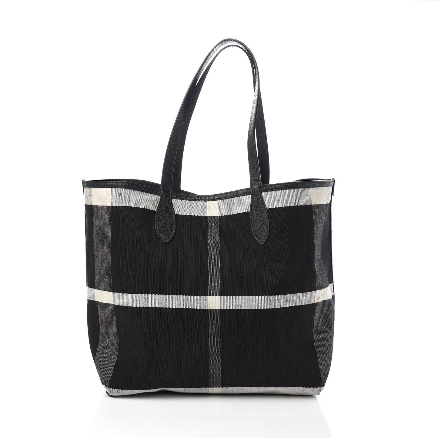 Coated Canvas Mega Check Sketchbook Medium Reversible Doodle Tote Black