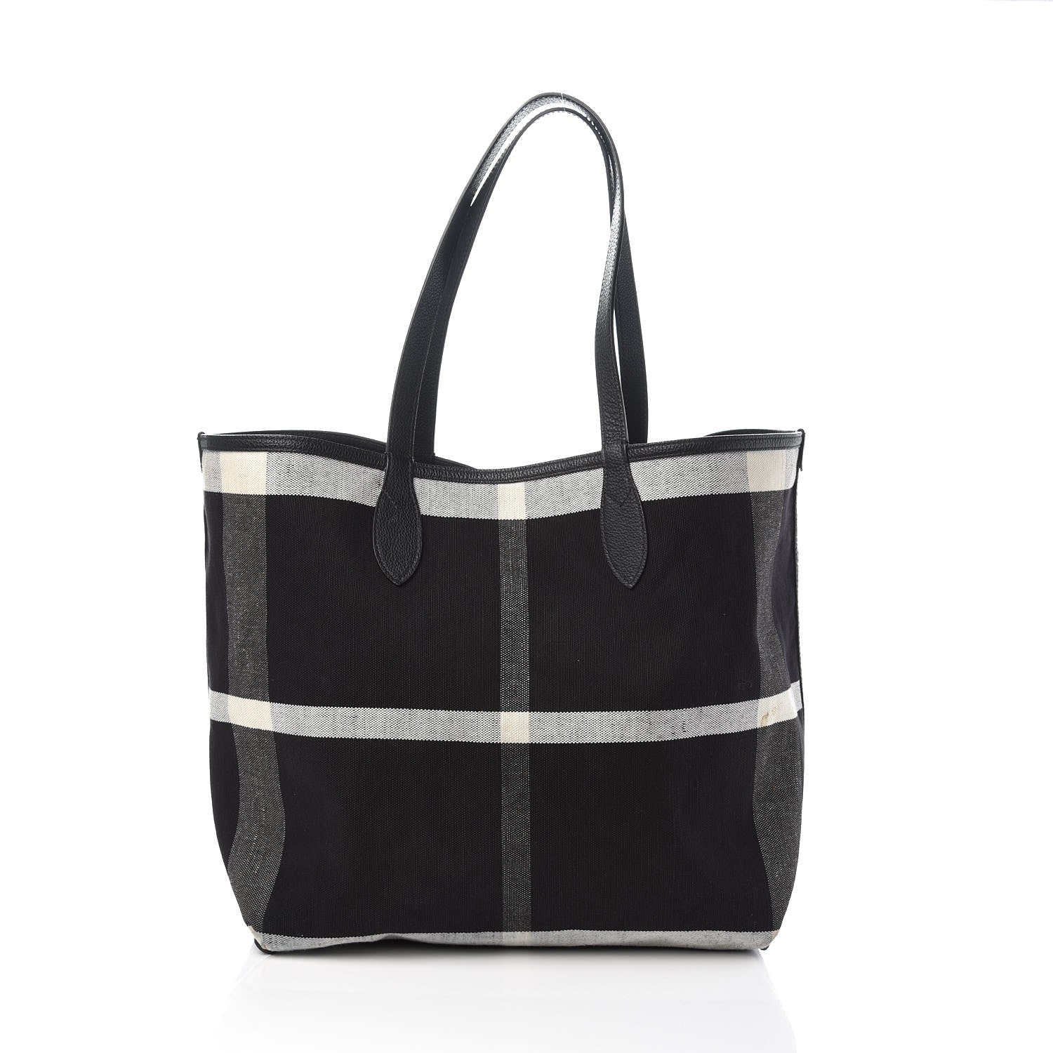 Burberry Coated Canvas Mega Check Sketchbook Medium Reversible Doodle Tote Black 6 of 10