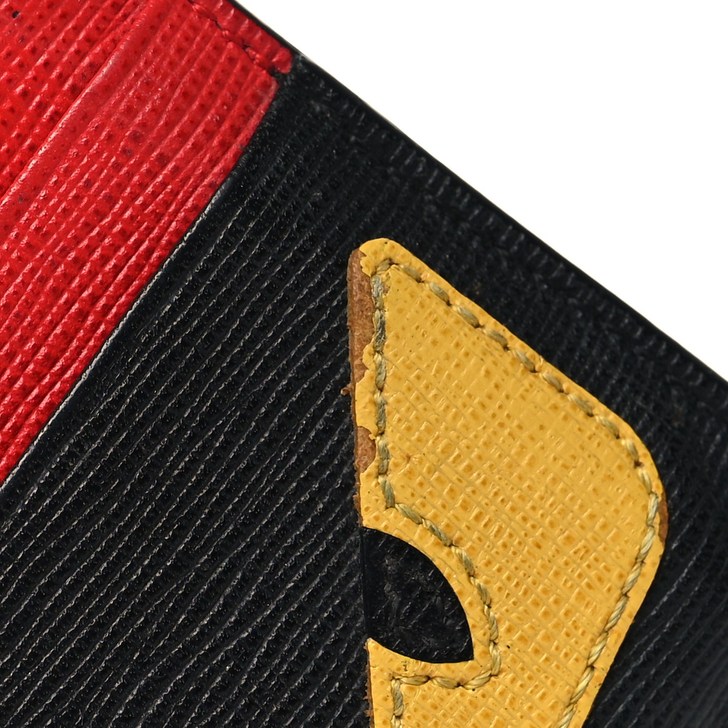 Vitello Elite Monster Eyes Inlay Card Holder Black Giallo Rosso