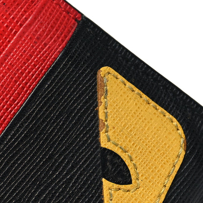 Fendi Vitello Elite Monster Eyes Inlay Card Holder Black Giallo Rosso 10 of 12