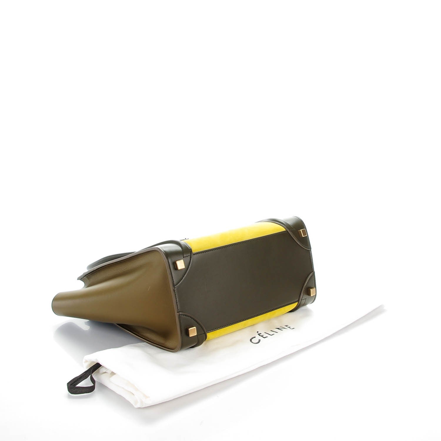 Celine Nubuck Smooth Calfskin Micro Tri-Color Luggage Chartreuse 4 of 8