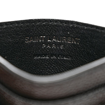 Saint Laurent Grain De Poudre Matelasse Chevron Monochrome Monogram Credit Card Case Black 5 of 7