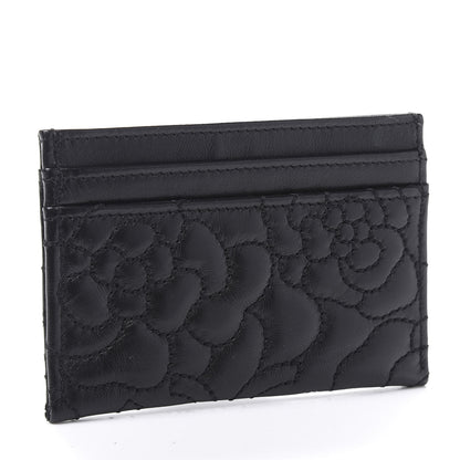 Chanel Lambskin Camellia Stitched Card Holder Black 3 of 10