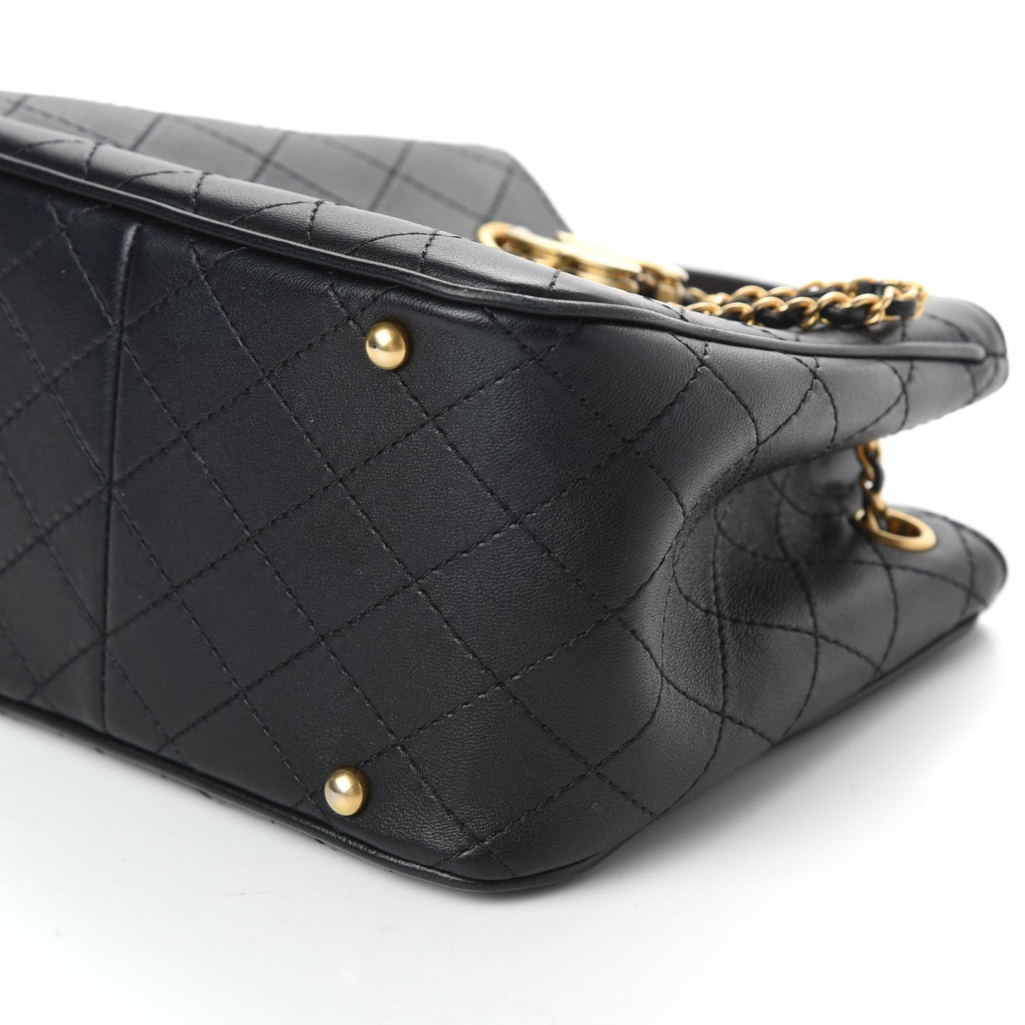 Calfskin Stitched Small Egyptian Amulet Drawstring Bag Black