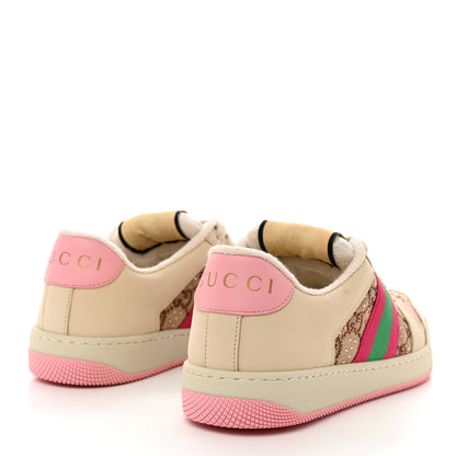 Gucci Calfskin GG Supreme Crystals Web Screener Sneakers 35 Beige Ebony Wild Rose 4 of 8