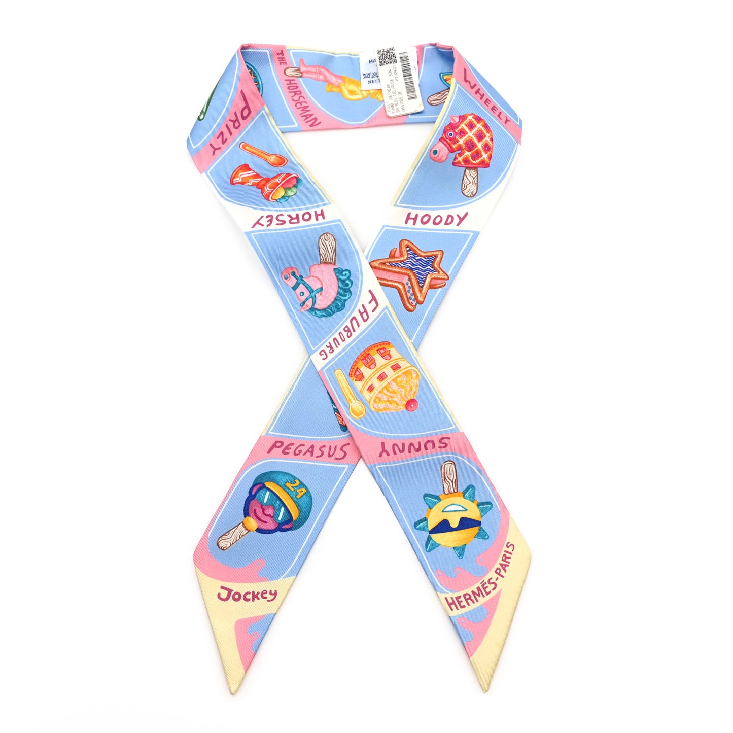 Silk Funny Ice Cream Twilly Bleu Ciel Rose Bonbon