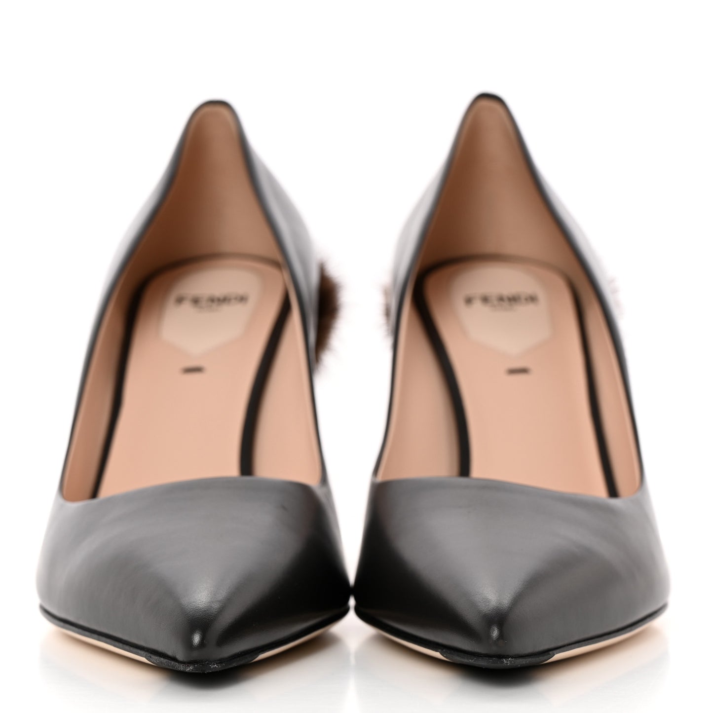 Calfskin Mink Fur Duo Decollete Pumps 36 Ebano Scan Brown