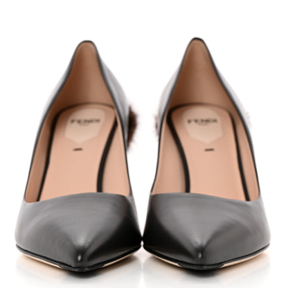Fendi Calfskin Mink Fur Duo Decollete Pumps 36 Ebano Scan Brown 2 of 9