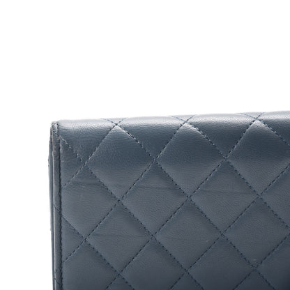 Chanel Lambskin Quilted Large Gusset Flap Wallet Blue 14 of 16