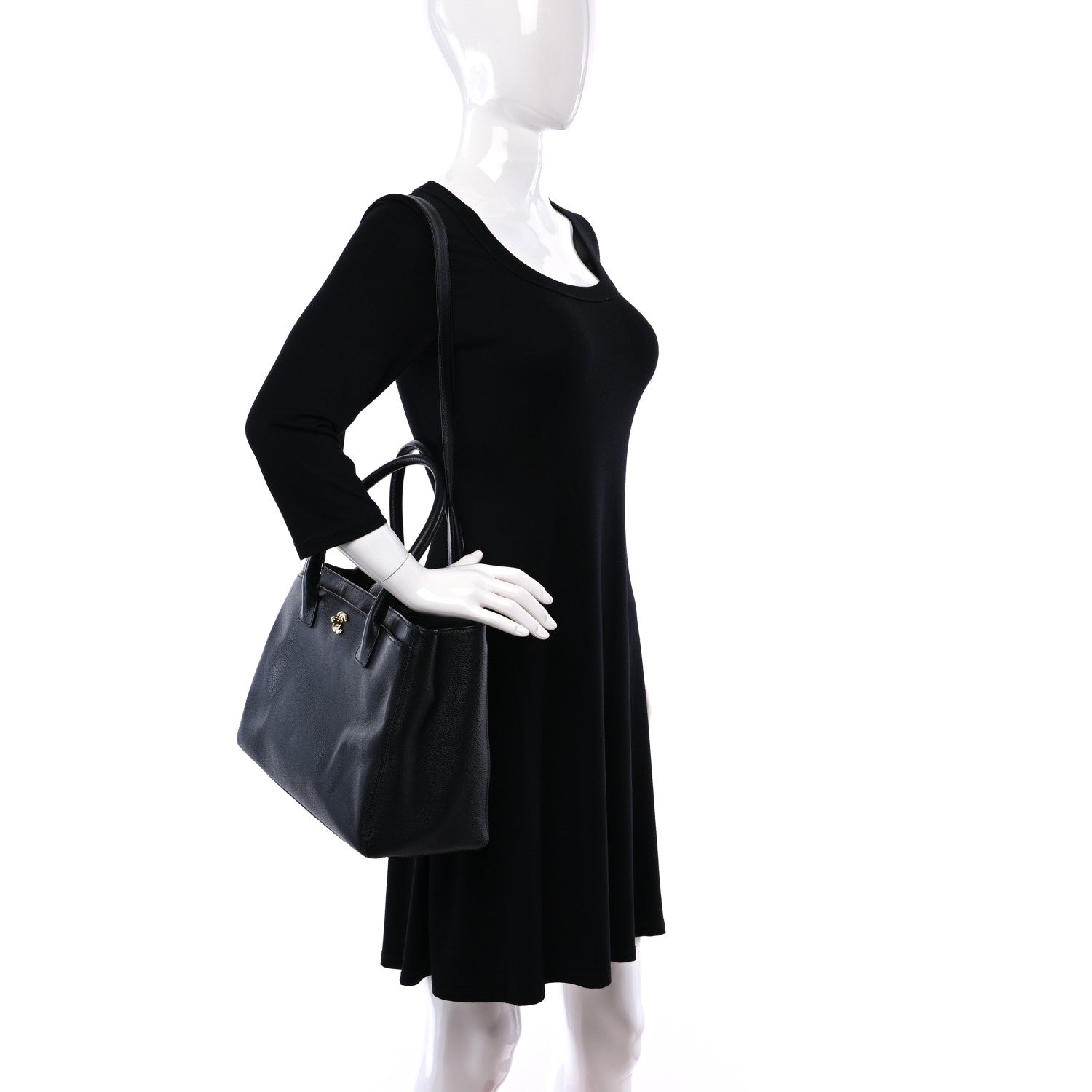 Chanel Calfskin Cerf Executive Shopper Tote Black 2 of 10