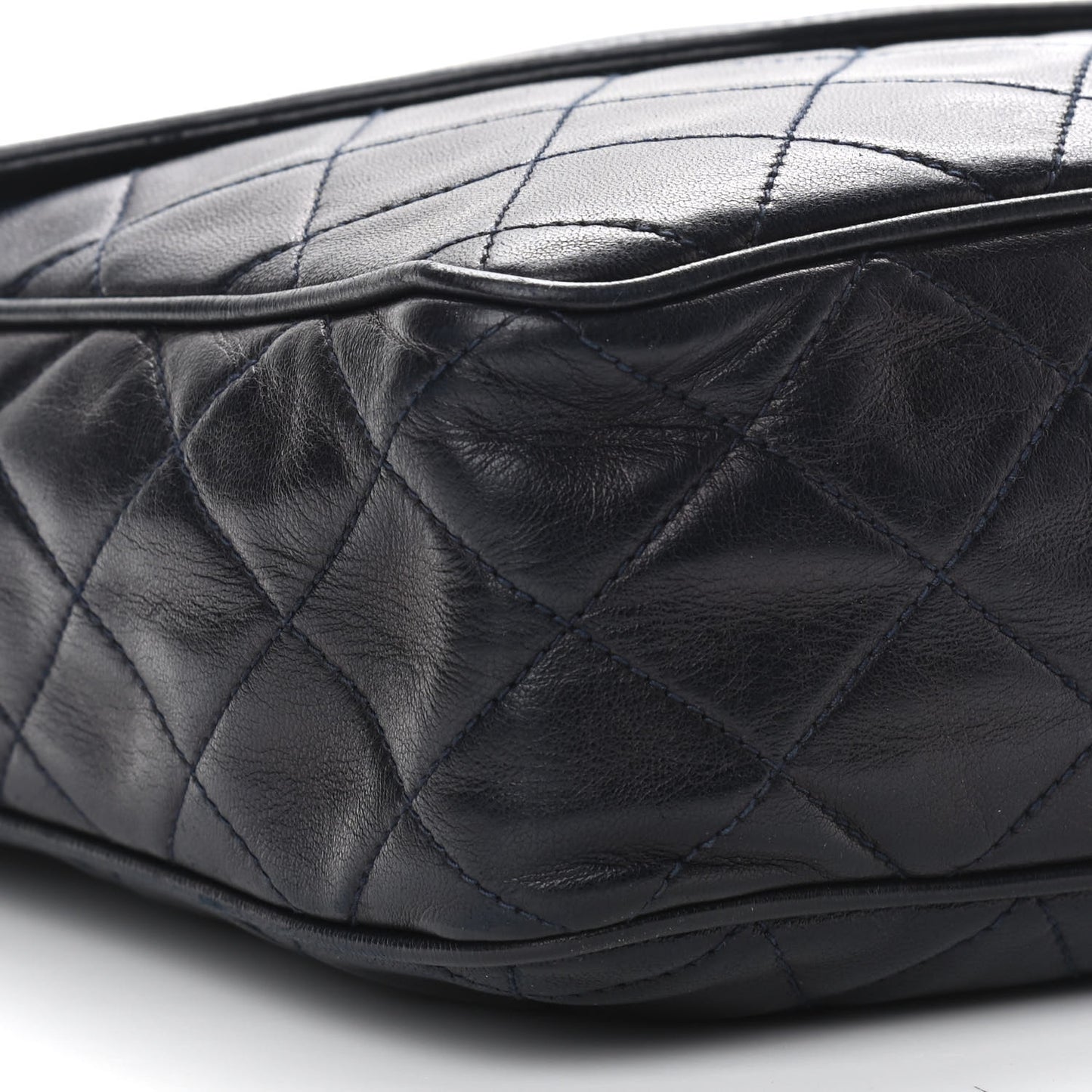 Lambskin Quilted Tassel Camera Case Navy