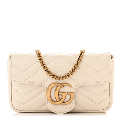 Gucci Calfskin Matelasse Super Mini GG Marmont Shoulder Bag White 1 of 11