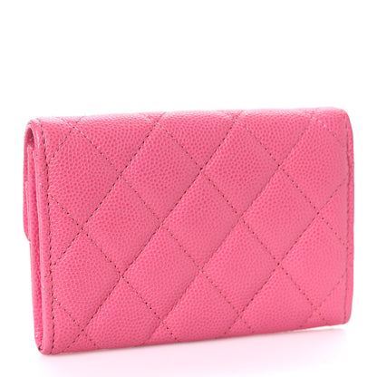 Chanel Caviar Quilted Flap Card Holder Wallet Pink 3 of 9