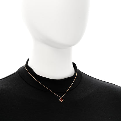 Van Cleef & Arpels 18K Rose Gold Carnelian Sweet Alhambra Pendant Necklace 2 of 4