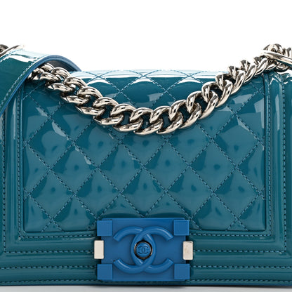 Chanel Patent Calfskin Quilted Small Plexiglass Boy Flap Blue 8 of 10