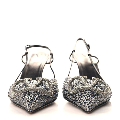 Valentino Garavani Metallic Nappa Crystal Vlogo Glow Slingback 80mm Pumps 39 Grey 3 of 9