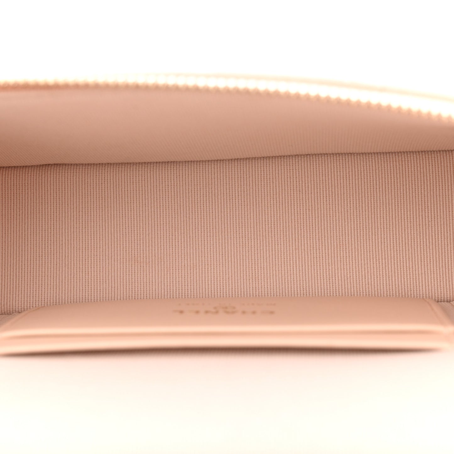 Caviar Quilted Top Handle Slim Vanity With Chain Beige