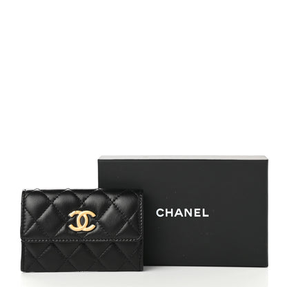 Chanel Lambskin Quilted Flap Card Holder Wallet Black 9 of 9