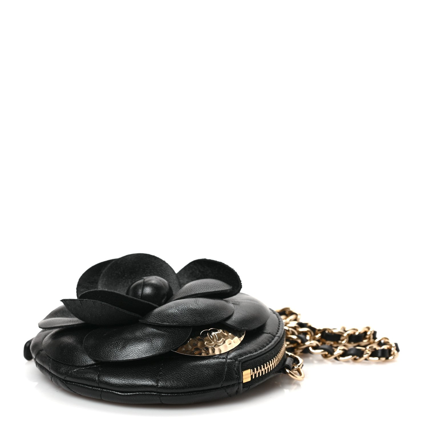 Chanel Lambskin Mini Camellia Bouquet Clutch With Chain Black 7 of 7