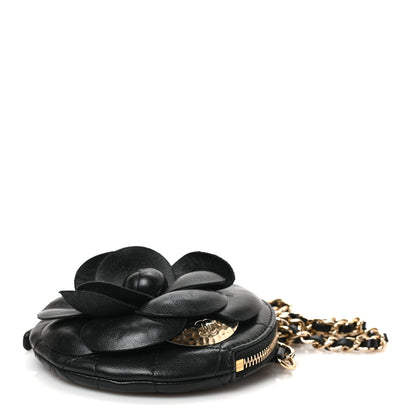 Chanel Lambskin Mini Camellia Bouquet Clutch With Chain Black 7 of 7