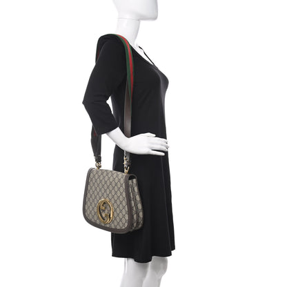 Gucci GG Supreme Monogram Textured Dollar Calfskin Blondie Chain Shoulder Flap Bag Beige Ebony New Acero 2 of 9