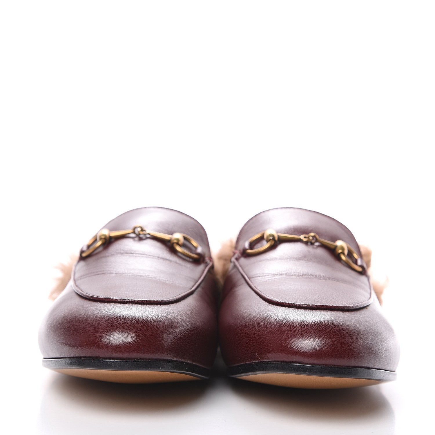 Gucci Malaga Kid Fur Womens Princetown Slippers 38.5 Vintage Bordeaux 2 of 10