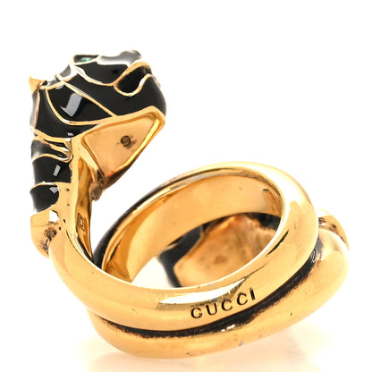 Gucci Tiger Heads Double Wrap Ring 49 5 Aged Gold Black 3 of 4