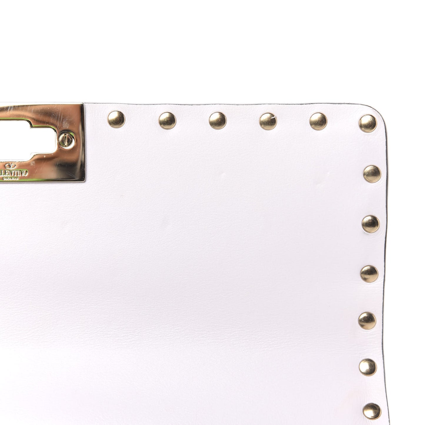 Lambskin VLTN Print Medium Rockstud Spike Shoulder Bag Optic White Black