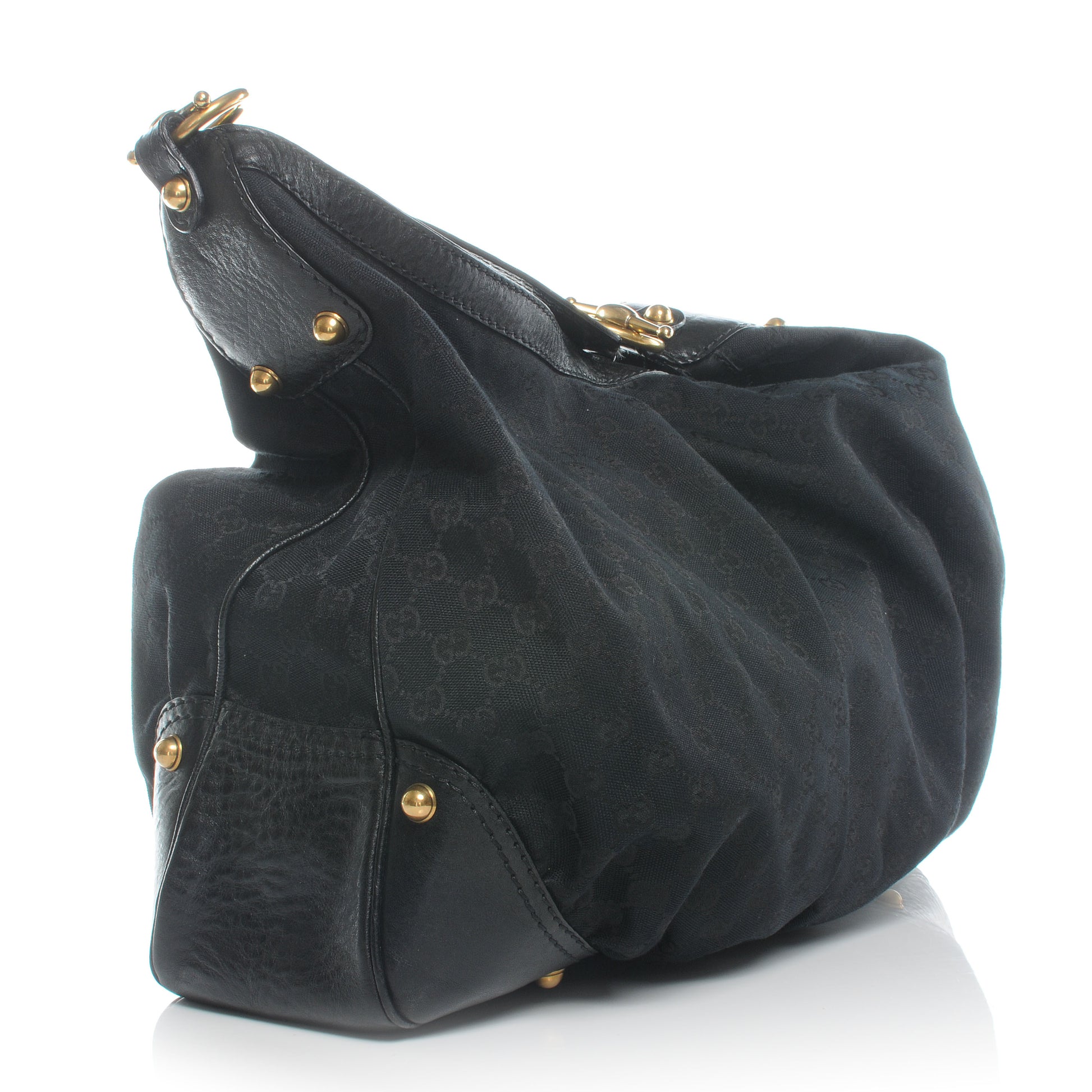 Gucci Monogram Large Jockey Hobo Black 3 of 9