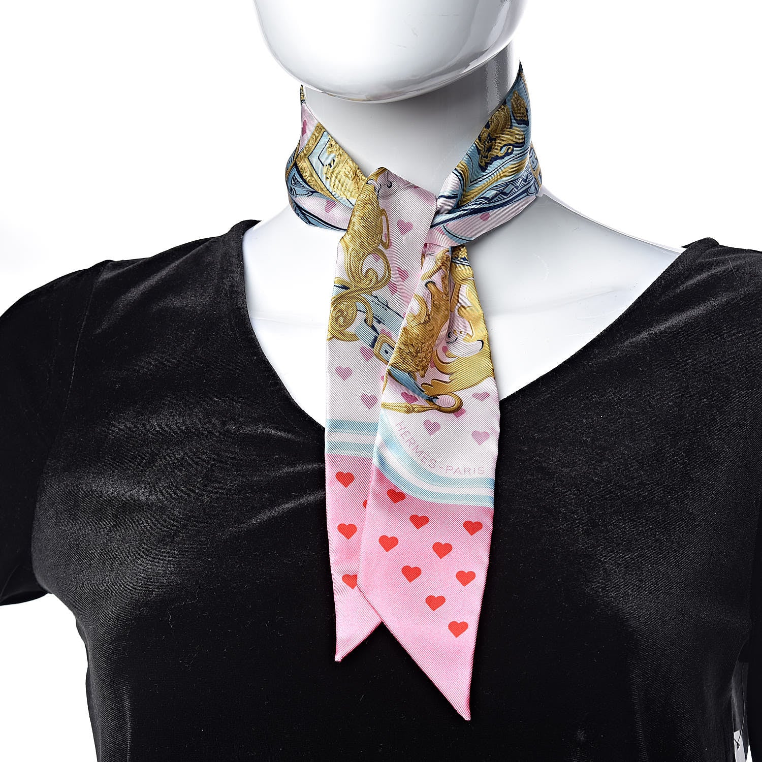 Hermes Silk Brides de Gala Love Twilly Rose Pale Bleu Glacier Rose 2 of 5