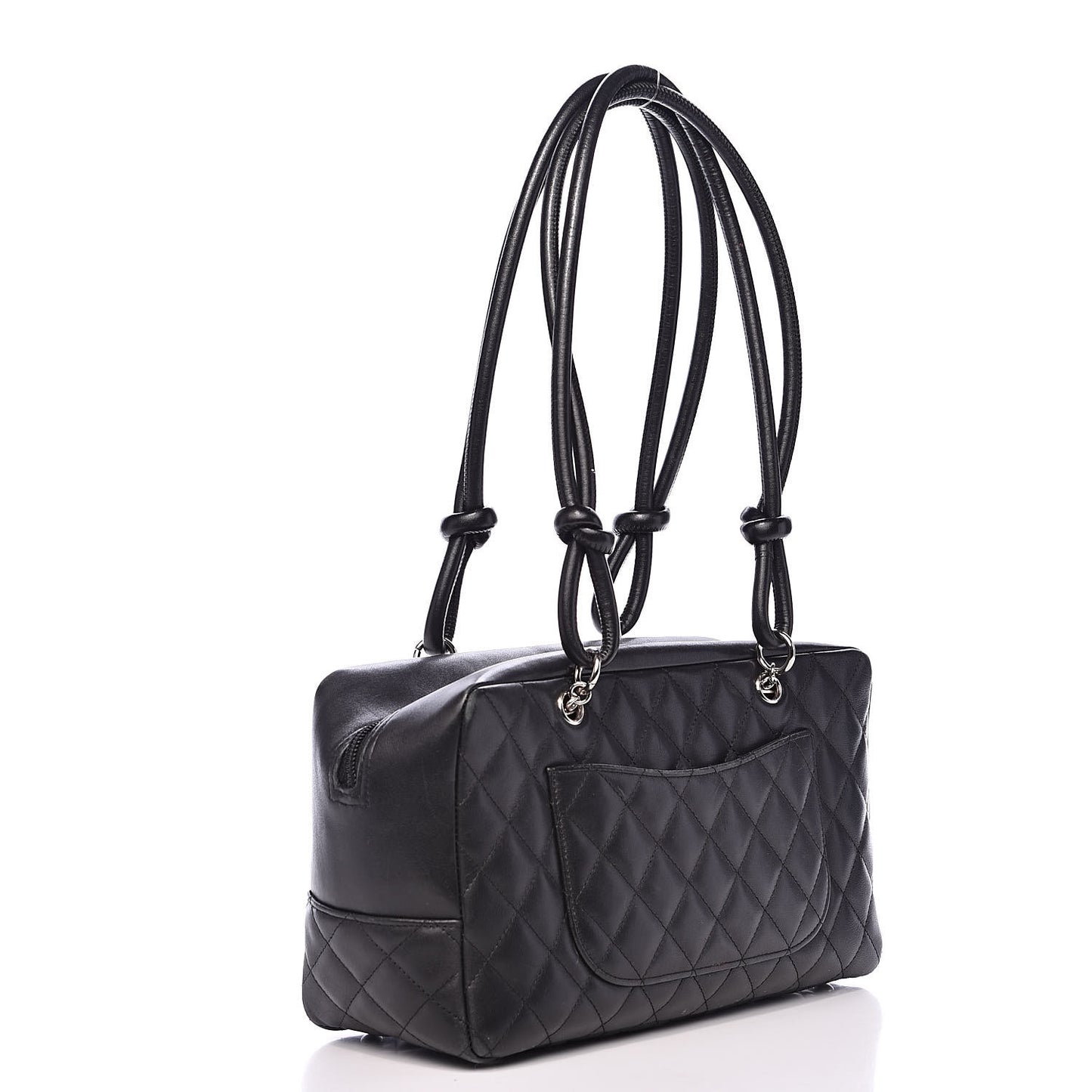 Calfskin Quilted Large Cambon Bowler Black White