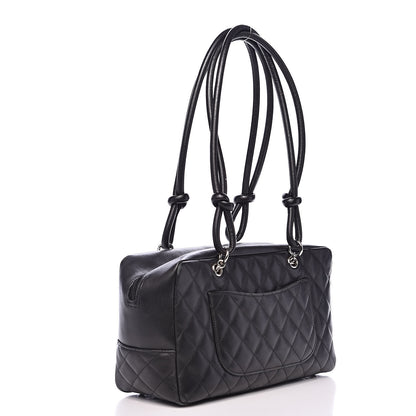 Chanel Calfskin Quilted Large Cambon Bowler Black White 3 of 15