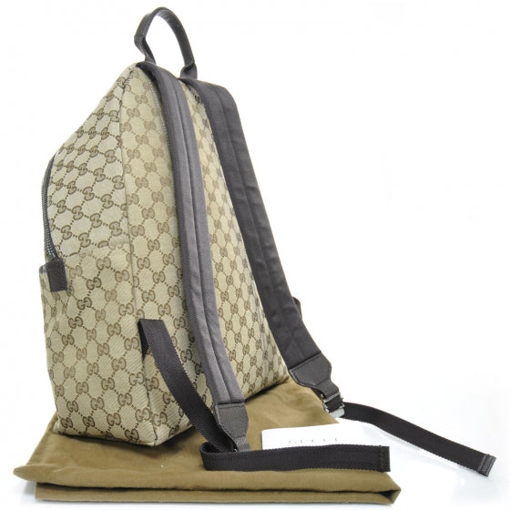 GG Monogram Web Medium Classic Backpack Brown