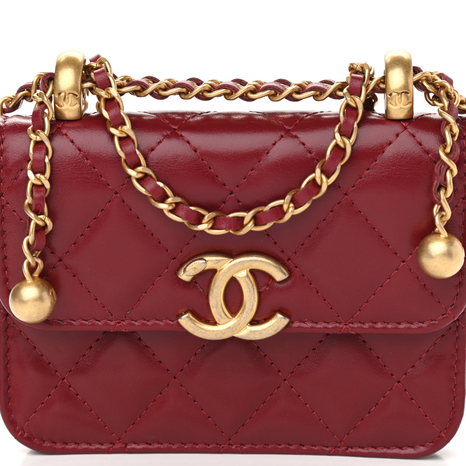Chanel Calfskin Quilted Perfect Fit Coin Purse With Chain Burgundy 9 of 12