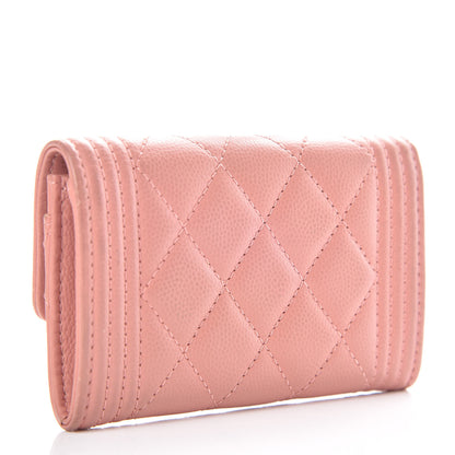 Chanel Caviar Quilted Boy Card Holder Wallet Powder Pink 3 of 10