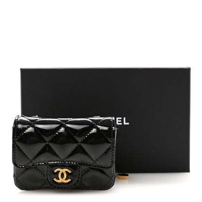 Chanel Patent Enamel Quilted Coco Hearts Clutch With Chain Black 12 of 12
