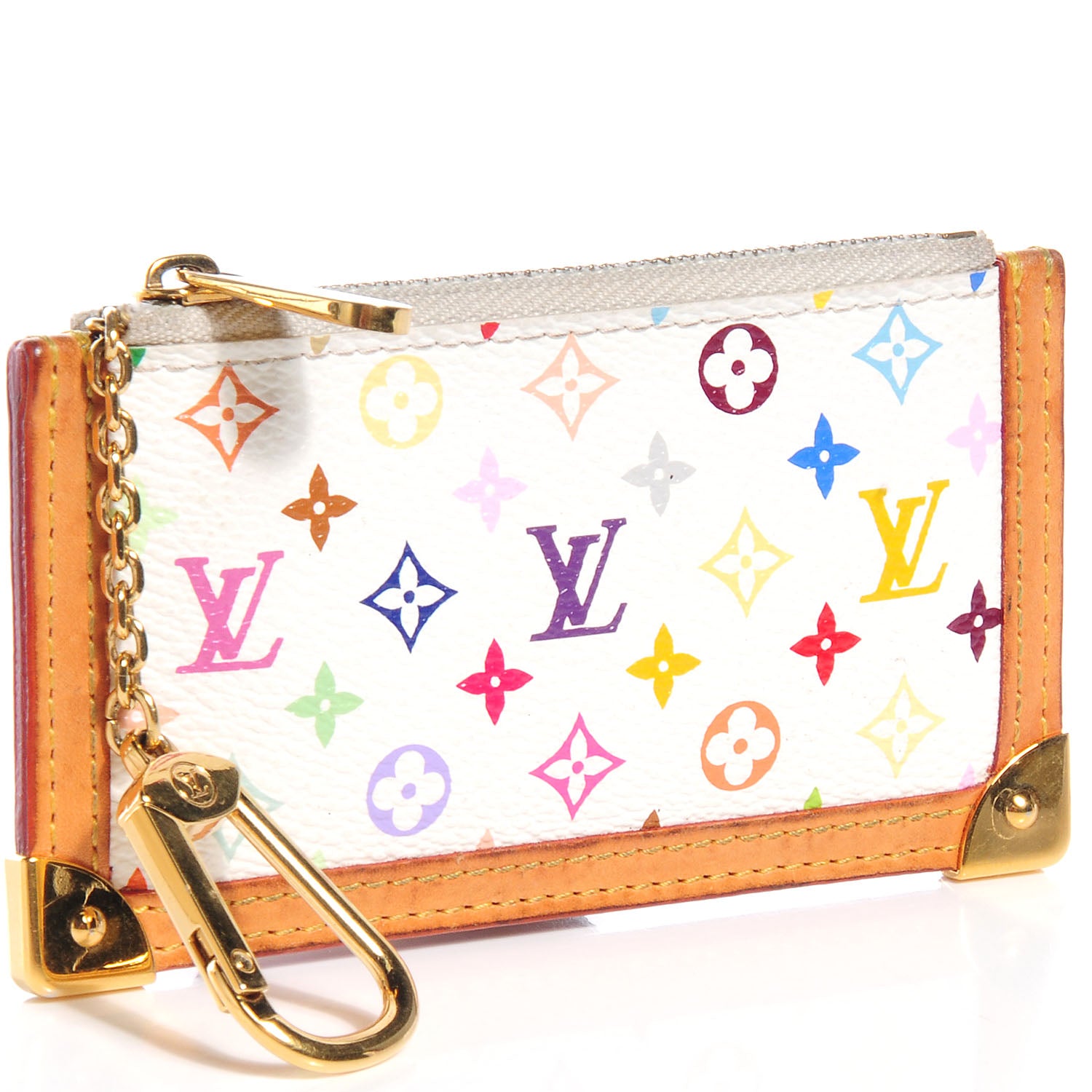Louis Vuitton Monogram Multicolor Key Pouch White 3 of 8