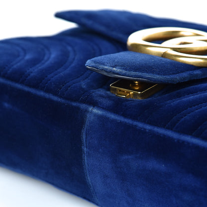 Gucci Velvet Matelasse Medium GG Marmont Shoulder Bag Cobalt Blue 11 of 17