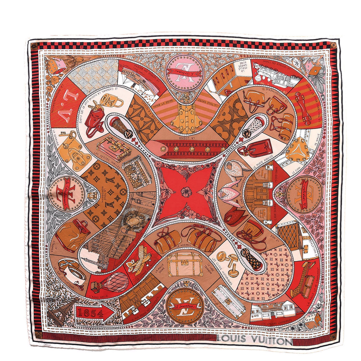 Louis Vuitton Silk Jeu De Louis Square Scarf Beige 3 of 7