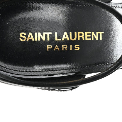 Saint Laurent Patent Calfskin Opyum 110 Sandals 40.5 Black Gold 8 of 10