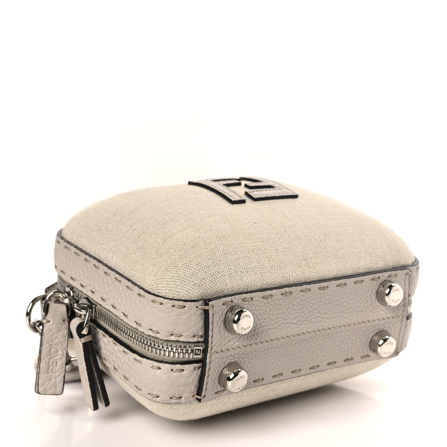 Fendi Kuban Canvas Cuoio Romano Mini Suitcase Bag Grigio Polvere 4 of 9