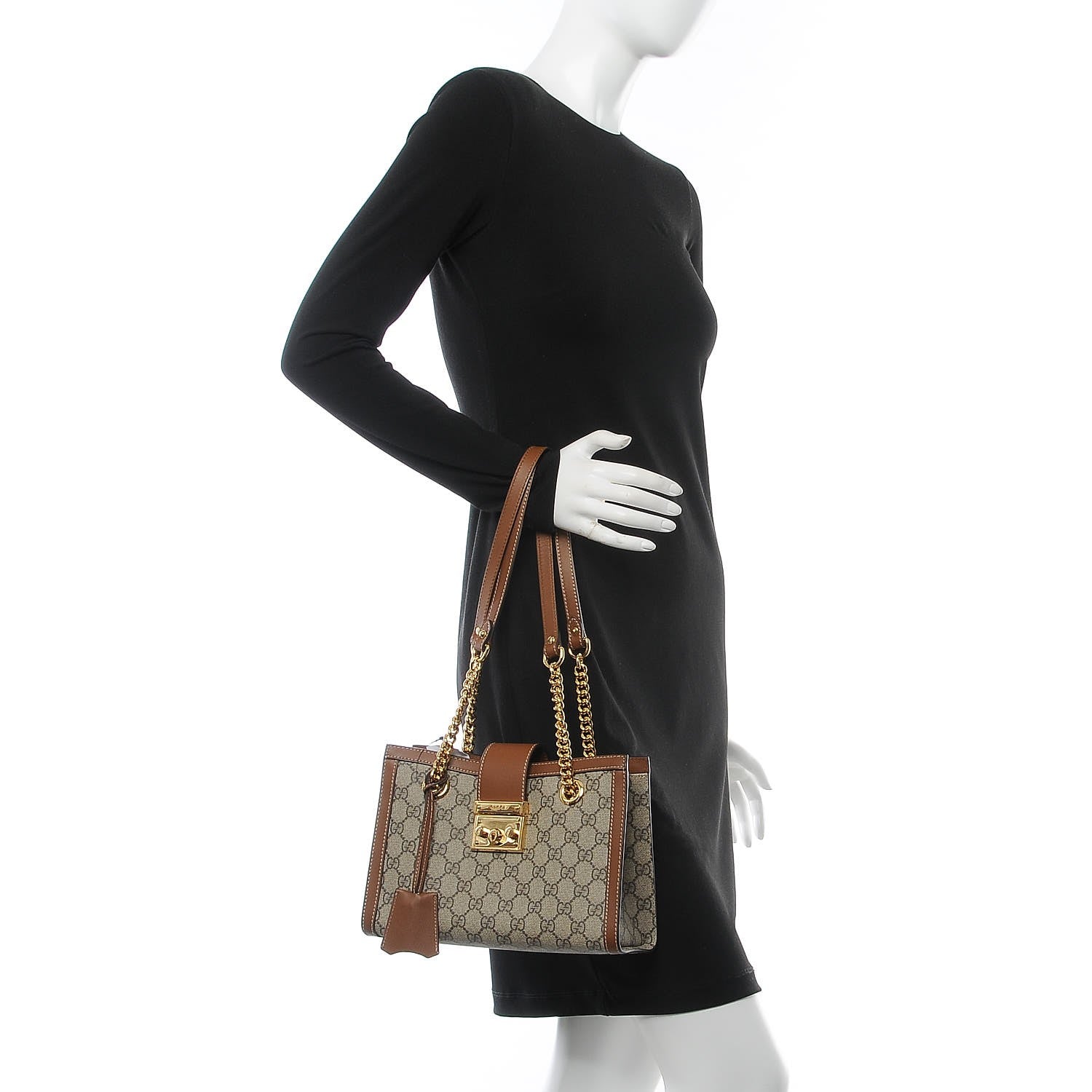 Gucci GG Supreme Monogram Calfskin Small Padlock Tote Beige Ebony Tuscany 2 of 9