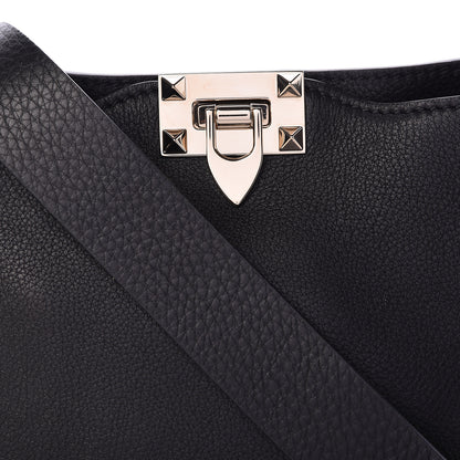 Valentino Garavani Pebbled Calfskin Mini Rockstud Flip-Lock Messenger Bag Black 7 of 10