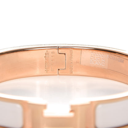 Hermes Enamel Narrow Clic Clac H Bracelet GM White 3 of 7