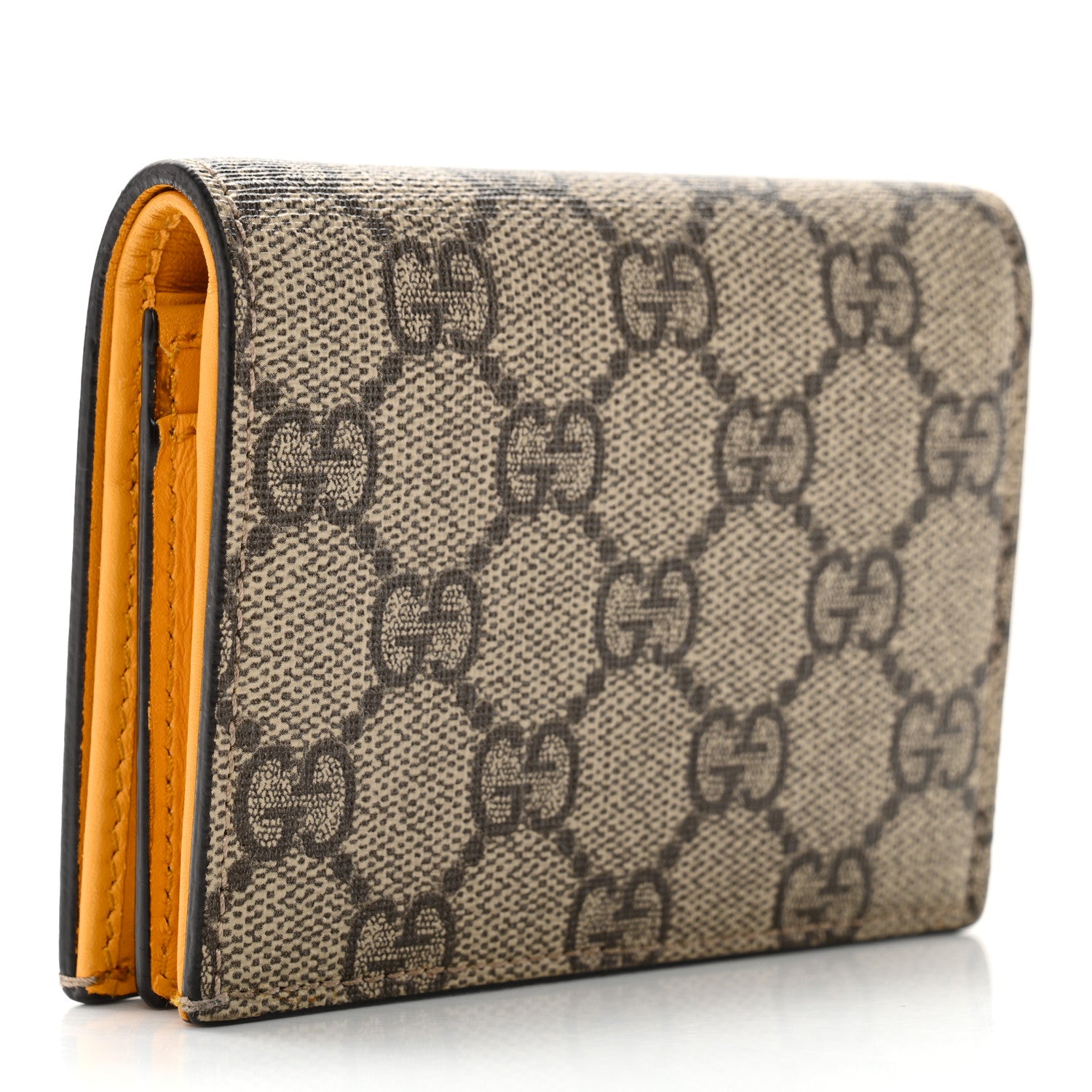 Gucci GG Supreme Monogram Bosco Patch Card Case Wallet Beige Green 3 of 15