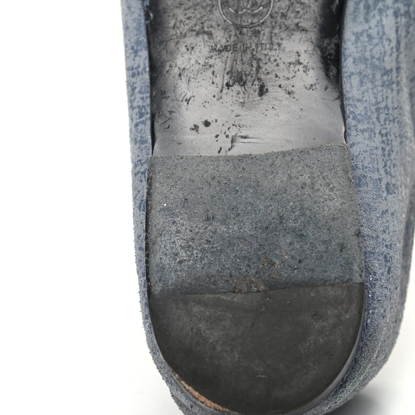 Iridescent Calfskin Cap Toe CC Ballerina Flats 39.5 Blue