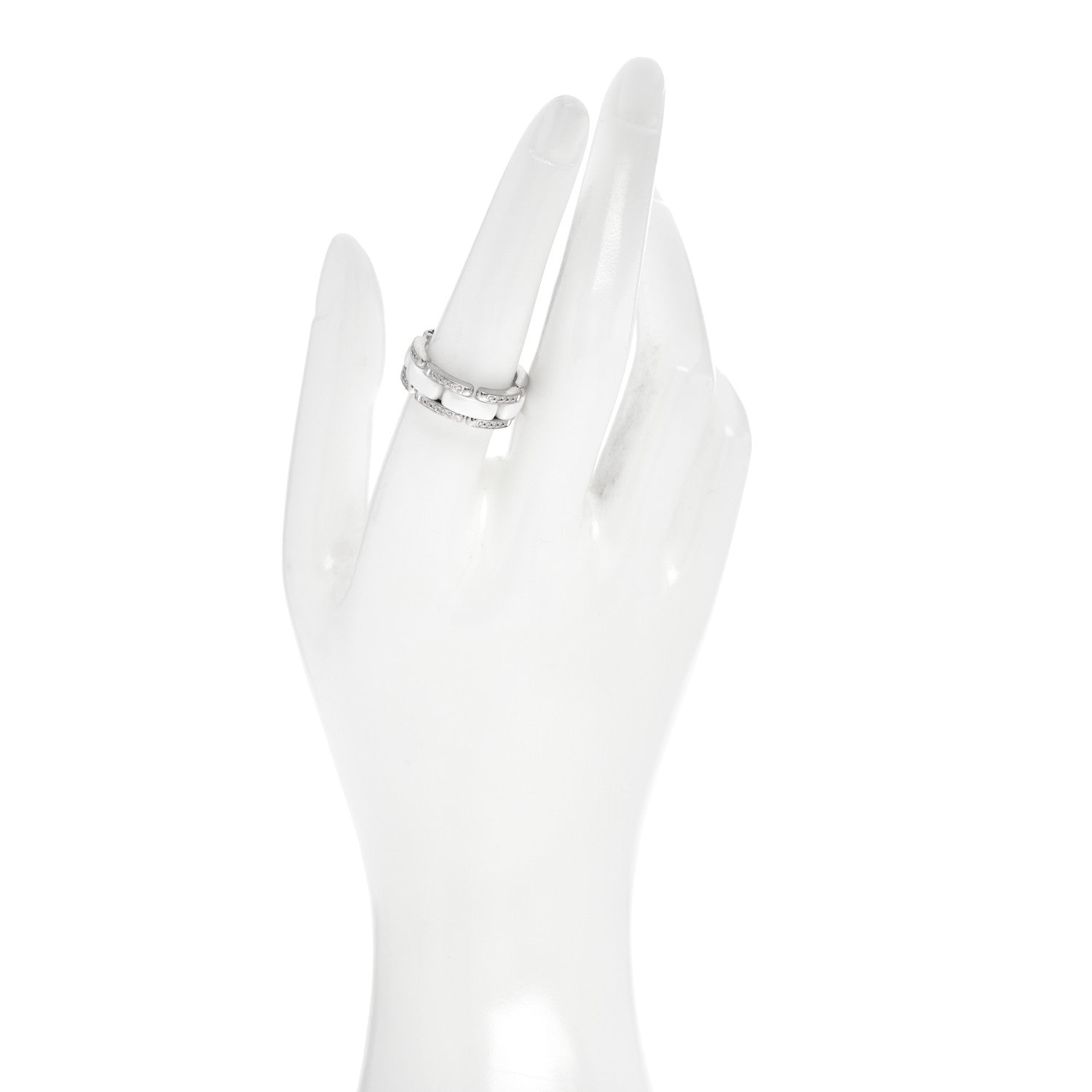 Chanel 18K White Gold Ceramic Diamond Medium Ultra Ring White 53 6.5 2 of 4