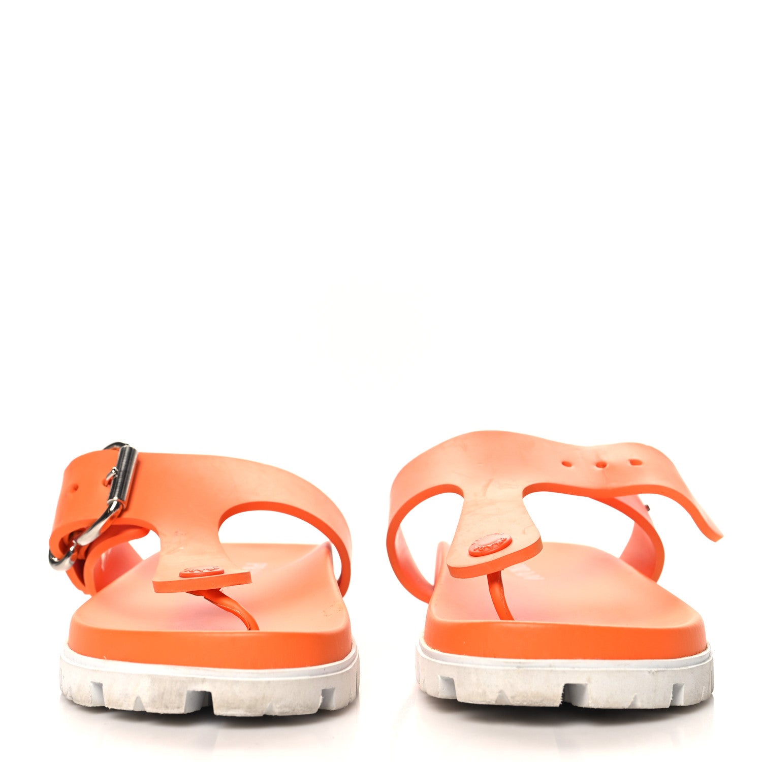 Prada EVA Rubber Buckled Lug Sole 20mm Thong Sandals 39 Papaya 3 of 12